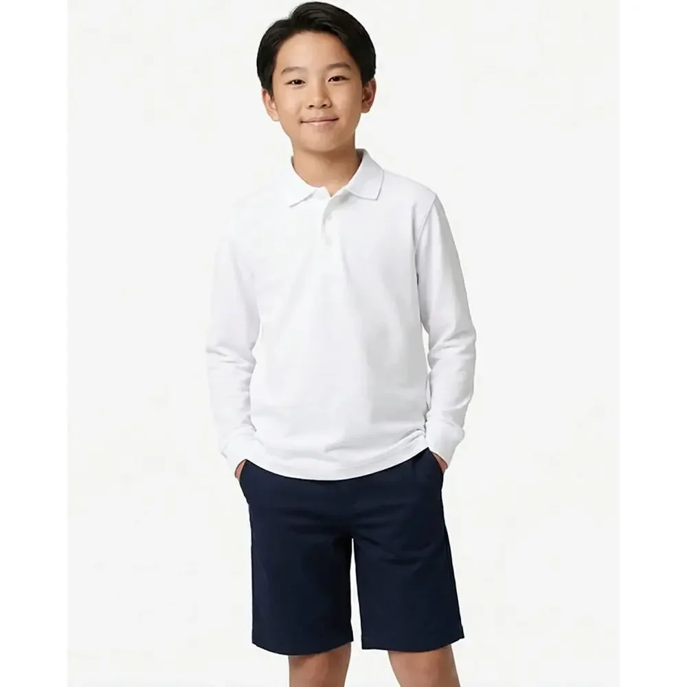 NEW! French Toast XXL 18/20 Long Sleeve Pique Polo Shirt White